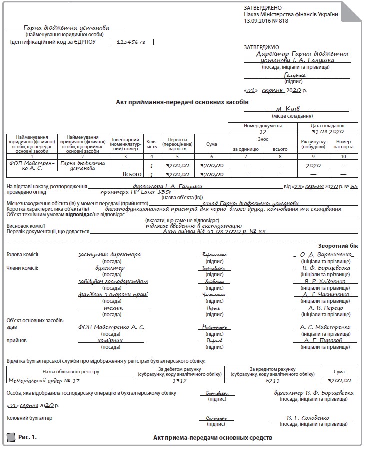 Акт приема-передачи основных средств